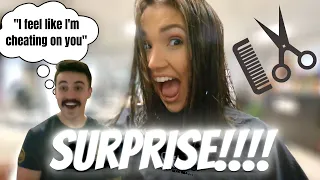 SURPRISING MY HUSBAND WITH NEW HAIRCUT | Devin Lets Her Best Friend Chop Her Hair Off... (6+ inches)