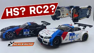 Scaleauto BMW Z4 mit HS und RC2 Chassis  auf der Holzbahn