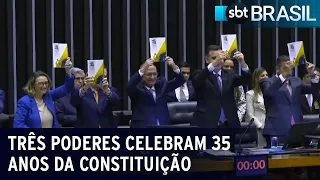 Cerimônia dos 35 anos da Constituição brasileira acontece em Brasília | SBT Brasil (05/10/23)