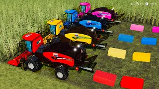 DIRECT CORN SILAGE MAKING with COLORED POWER KING BALER! COLORS FARM! Farming Simulator 19