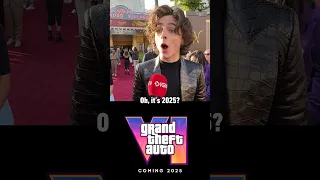 Watch Timothée Chalamet’s reaction to finding out GTA 6 comes out in 2025. #wonka #gta6 #gta #xbox