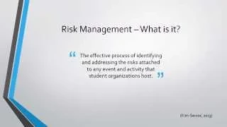 Risk Management for Student Organizations