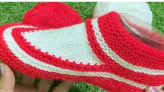 New Knitting Pattern For Ladies Socks/Jutti /Jurab #  424 Two Colour Design