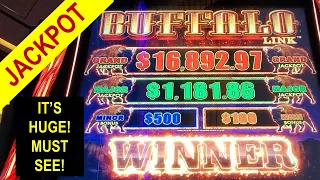 MY BIGGEST WIN EVER on BUFFALO LINK SLOT | MASSIVE JACKPOT HANDPAY | Las Vegas Slots