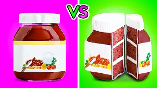 CAKE VS REAL FOOD CHALLENGE || DIY Cake Decorating Ideas And Cool Food Challenges By 123 GO! Like