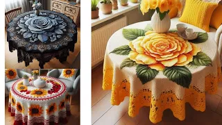 Crochet Nice Tablecloth knitted and wool (Share ideas) #crochet #knitted #wool #tablecloth