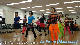 La Fiesta (Merengue) Line Dance (Beginner) Demo With 미사3동 라인댄스