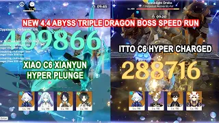 New 4.4 Abyss Triple Dragon - Xiao Xianyun C6 Hyper Plunge & Itto C6 Super Charged Speed Run