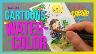 EASY WATERCOLOR Cartoon Children's Book Illustration Instruction for Beginners | Smile Create Repeat