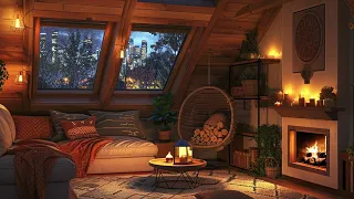 10 Hours of Cozy Cabin Ambience - Rain Sounds & Crackling Fire for Maximum Comfort and Relaxation