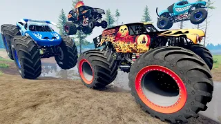 MONSTER JAM FIRE AND ICE MUD BATTLE | BeamNG Drive - Griff's Garage