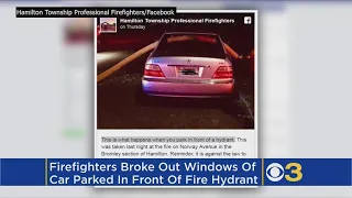 Hamilton Township Firefighters Break Windows Of Car Parked In Front Of Fire Hydrant To Battle Blaze