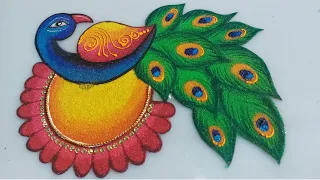 peacock ready rangoli 👩‍🎨 | ready rangoli | patch rangoli ||