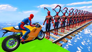 GTA V Ragdoll Superheroes and Villains with Supercars & Fire Trucks! Hard Ramps Challenge Spiderman