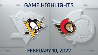 NHL Highlights | Penguins vs. Senators - Feb. 10, 2022
