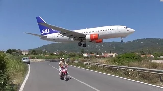 Low Landings. Danger from aircraft blast. Skiathos, Greece.