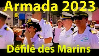 ARMADA 2023, Rouen, extraits du défilé des marins à travers la ville.