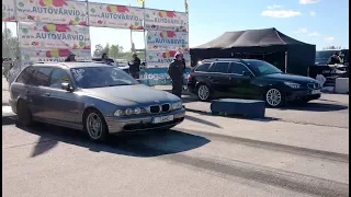 BMW 530d E61 vs BMW 530d E39 1/8mile drag race