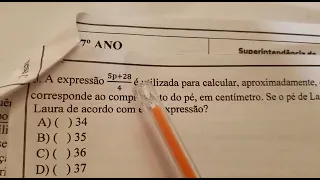 A expressão 5p + 28/4 é utilizada para calcular, aproximadamente, o número do calçado...