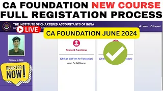 Live Demo|CA Foundation New Course Registration Process |CA Foundation June 2024 Online Registration