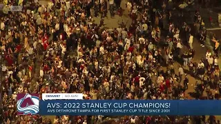 It's a party in downtown Denver after Avs win Stanley Cup Championship