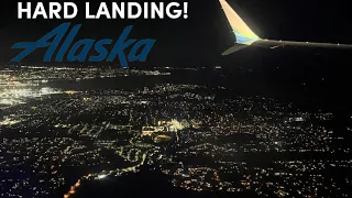 FIRM LANDING! | B737-9MAX Alaska Nighttime landing into Seattle (SEA) | Alaska Airlines B737-9MAX