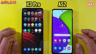 Poco X3 Pro 8GB Ram vs Samsung Galaxy A52 6GB Ram speed Test comparison MST Speed  test official