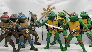 NECA Cartoon TMNT Turtles In Disguise Vs Haulathon Turtles 4-Pack Style Guide Colors