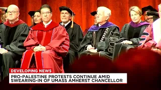 UMass Amherst chancellor sworn-in amid pro-Palestinian protests