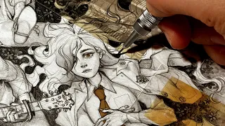 ✿ Book Cover Design // Drawing a mixed media sketchbook cover step by step! ★ COMIC CHARACTER ART★