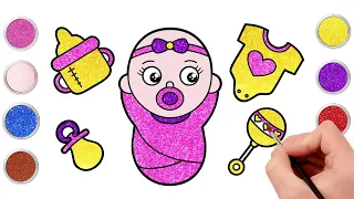 How To Draw Baby Accessories Step By Step🍼👶| Easy Drawing Tutorial For Kids | HooplaKidz How To