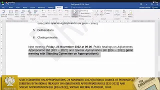 Select Committee on Appropriations 24 November 2022,