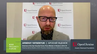 Яценюк під час онлайн-дискусії КБФ: Заморожені російські активи мають бути повністю передані Україні