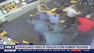 Surveillance video shows DC Verizon store robbery