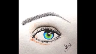 How to Sketch Eye Using Colour Pencils | Sketch tutorial | Pencil Drawing