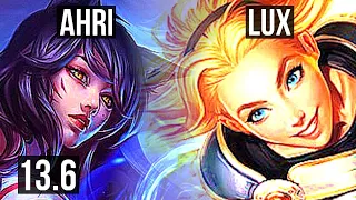 AHRI vs LUX (MID) | 10/0/7, Rank 7 Ahri, Legendary | TR Challenger | 13.6