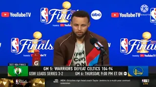 Stephen Curry Interview Postgame 2022 NBA Finals 🏀🏆 Celtics ☘ vs Warriors 🌁 Game 5. 🏀 Pt. 1