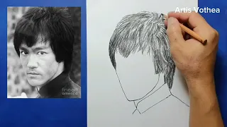 How to draw Bruce Lee's face