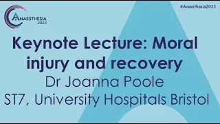 Moral injury and recovery - Dr Joanna Poole