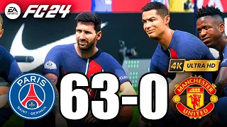 EA SPORTS FC24 - MESSI, RONALDO, MBAPPE, NEYMAR, ALL STARS | PARIS SG 63-0 MANCHESTER United