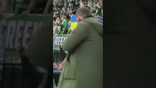 Lithuanian fans response to Serbian team, who refused to honor Ukrainian flag before the game.