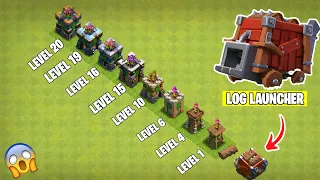 Log Launcher Vs Every Level Defense Formation | Siege Machine | Clash of clans