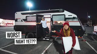 First Time RV Camping at a Rest Stop Parking Lot! - Electrical Issues And a Horrible Nights Sleep 😭