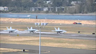 3 Marine Fighter Attack Squadron 323 F/A-18 Hornets takeoff at Portland International Airport {PDX}