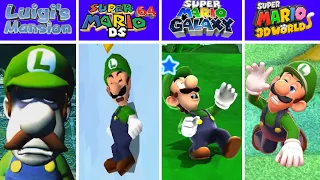 Evolution of Luigi Losing and Game Over Screens in Super Mario Games 3D Graphics (2001-2024)