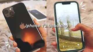 iphone 13 unboxing 🌱✨ [midnight + 128 gb] | aesthetic set-up & accessories