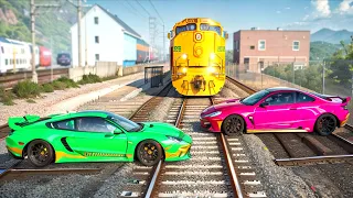 Cars vs Train Tracks - BeamNG Drive - 🔥 Long Video SPECIAL