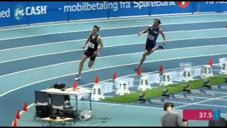Karsten Warholm 46,31 på 400 meter - norskt rekord - NM, 5 mars 2016