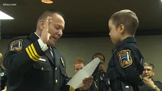 Freeport police chief brought to tears swearing in 6-year-old girl fighting cancer