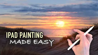 IPAD PAINTING MADE EASY - Beach Grass Sunset landscape tutorial in Procreate